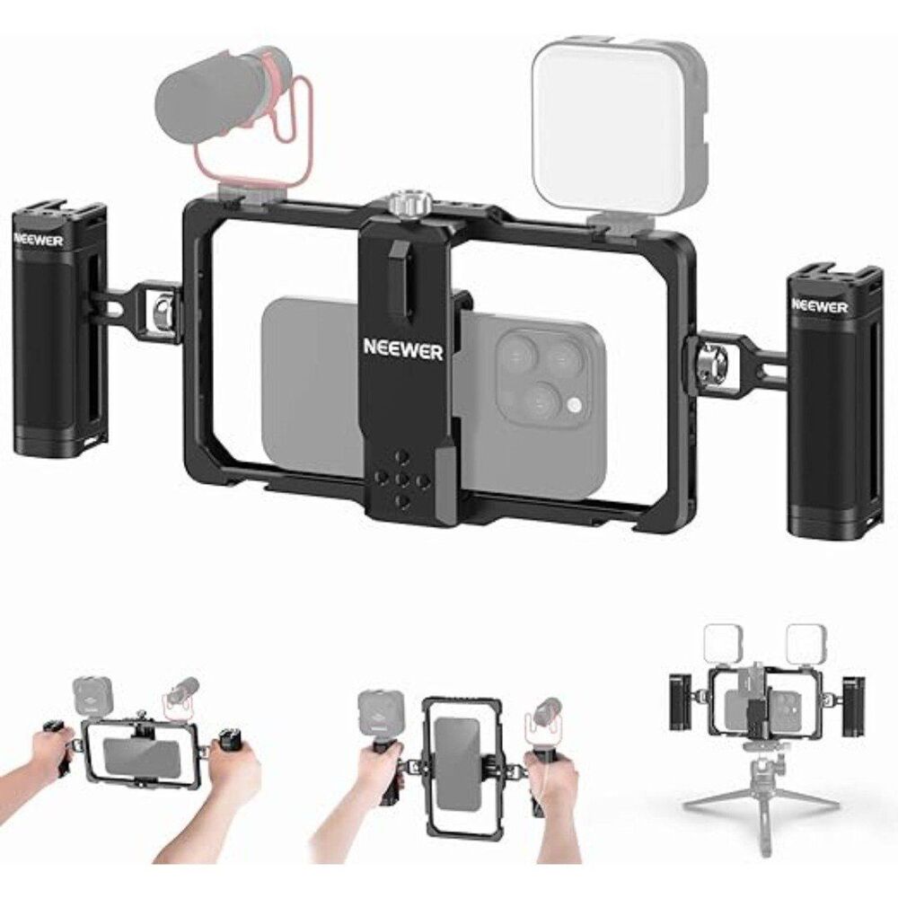 Upgraded Phone Rig Vlogging Kit, Video Stabilizer with Dual Handle